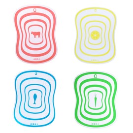 Mikinona 4pcs Non Slip Resin Cutting Board Transparent Frosted Chopping Blocks for Kitchen Small Random Color for Fruit Vegetable Preparation Random Color