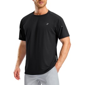 Pudolla Men's Workout Running T-Shirts Lightweight Quick Dry Athletic Gym Shirts for Men Short Sleeve Sport Tee Tops(Black Small)