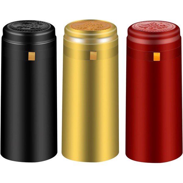 PVC heat shrink capsules 150 count (Red, Black, Gold, 150-PCS)