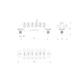 Guyker Guitar Roller Bridge String Spacing 10.5mm, Mosrite Style Bridge with Studs Replacement Part Compatible with 6 String Les Paul LP Electric Guitar (GM018B, Chrome)