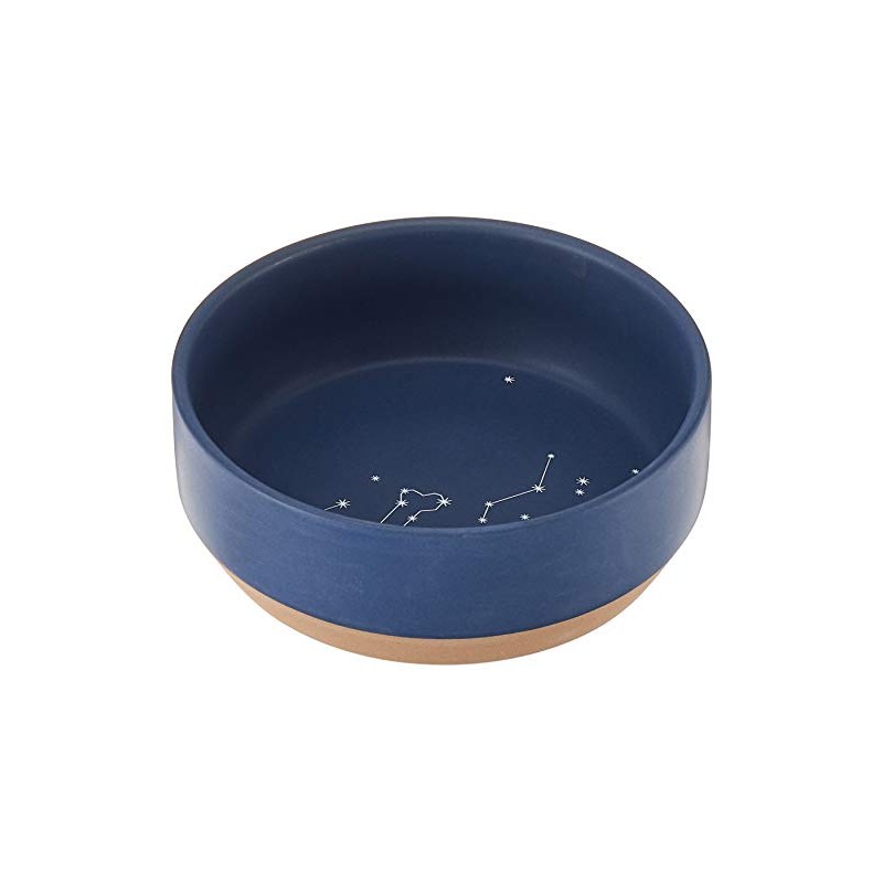 Fringe Studio Stoneware Pet Bowl, Medium, Celestial (479007),Dark Blue