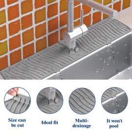 Kitchen Sink Splash Guard Silicone for Sink Multipurpose for Bathrooms Dish Drying Mats Draining Mat Kitchen Gadgets Sink Protectors for Kitchen Sink Mat
