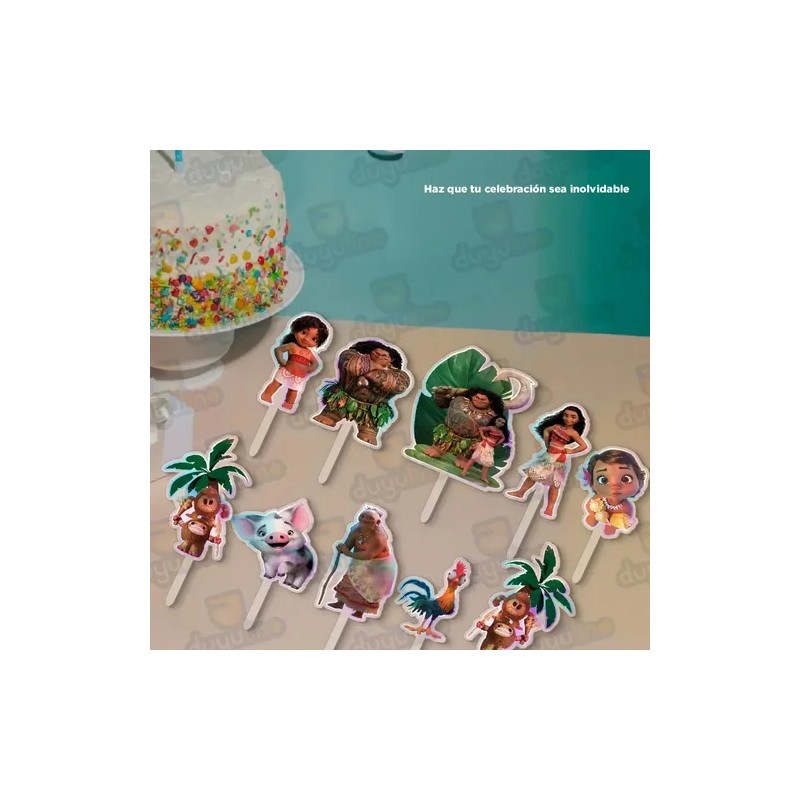Cake Toppers Moana Kit 10 Pz Decoración Pastel Moana