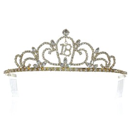 SAMKY Gold Birthday Party Rhinestone Crystal Tiara Crown - 18th Eighteen Eighteenth T1313_