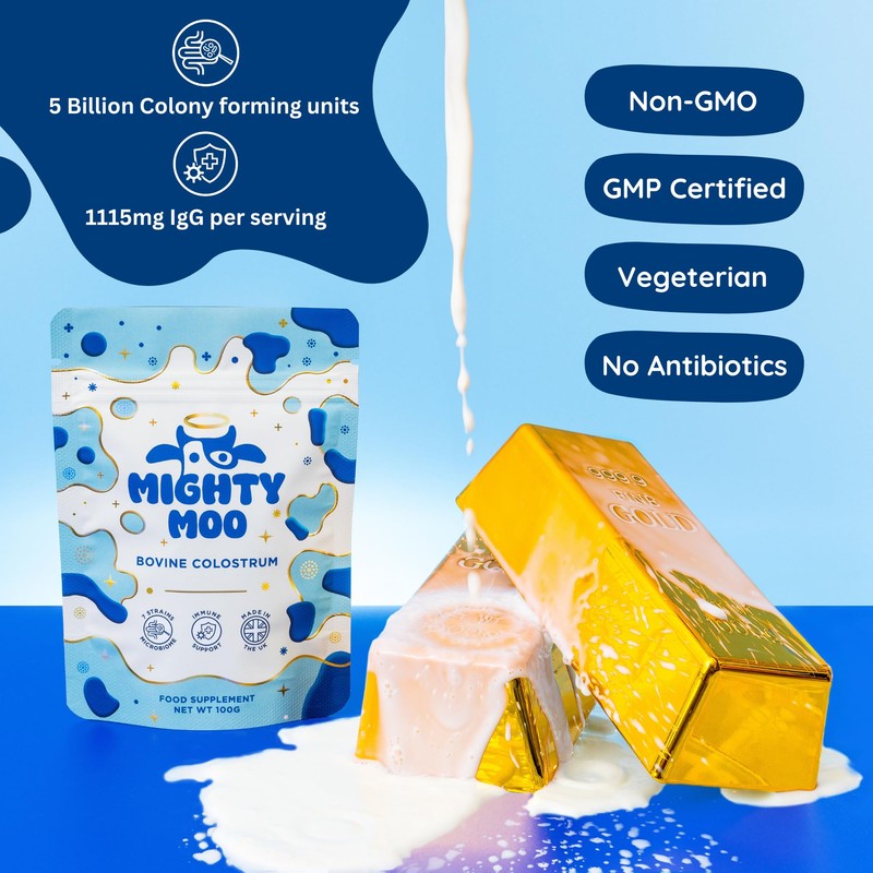 Bovine Colostrum Powder Supplement with Probiotics for Gut Health, Immune