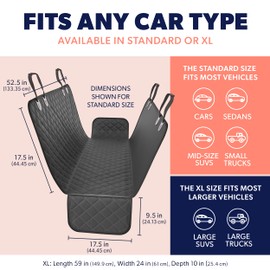 Active Pets Dog Car Seat Cover for Back Seat, Waterproof Pet Hammock Protector, Durable Nonslip Seat Protection SUV Truck, Standard 53"x56", Orange