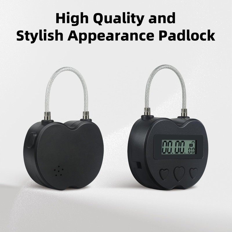 KENRONE Heart Metal Timer Lock, USB Rechargeable Timer Compact Padlock