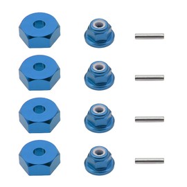 RCAWD Aluminum 12mm Wheel hex Adapter (4P) & M4 wheel nuts (4P) for Traxxas Slash 4X4 Stampede 1/10 4WD RC Car,Replace Part 3654 1654 Upgrade Parts,Blue