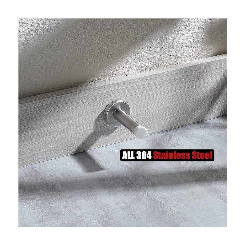 Brushed Stainless Steel Door Stopper with White Tip – Soft