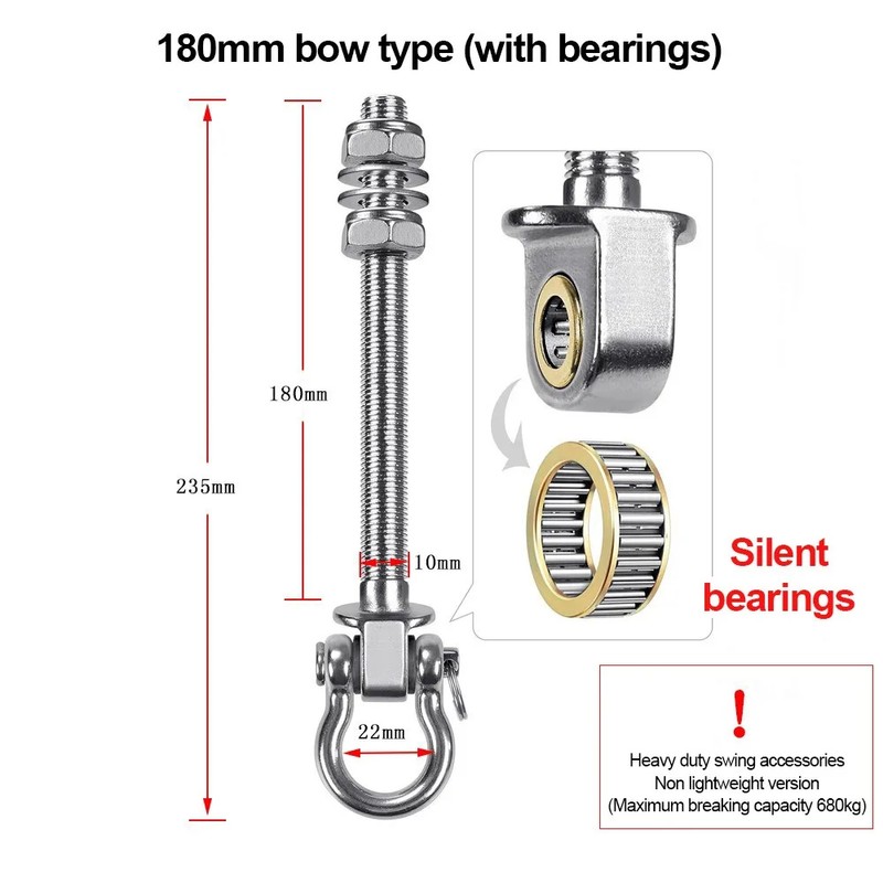 Stainless Steel Swing Hook with 5.91 Inch Threaded Shaft, Swivel