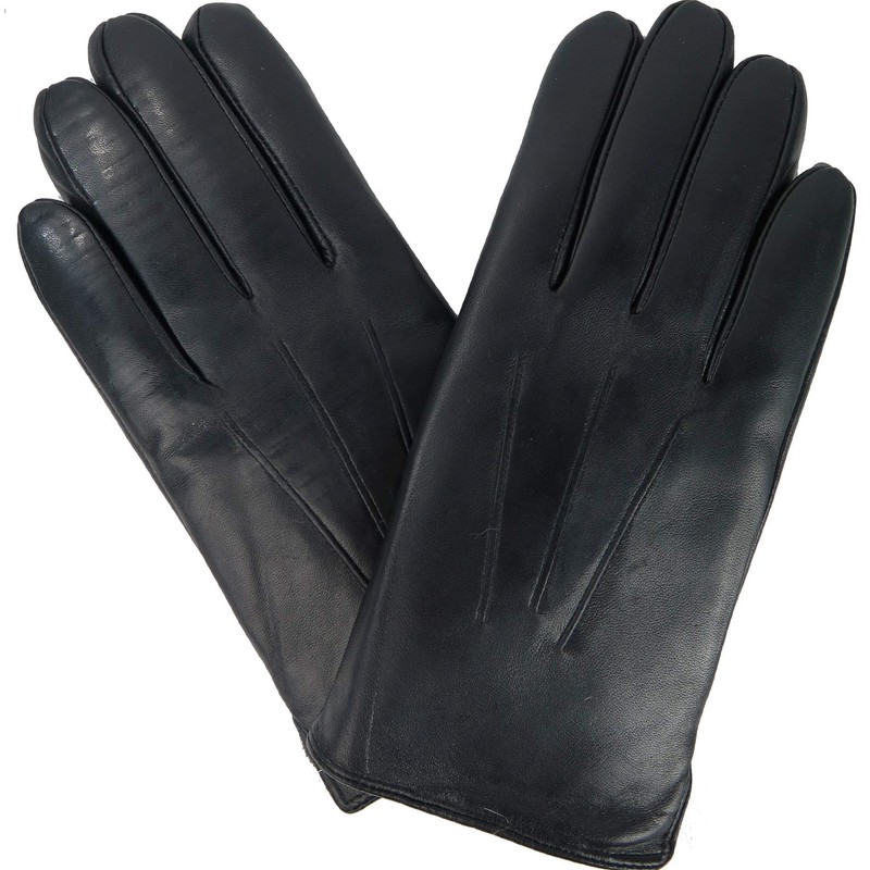 Debra Weitzner Mens Leather Gloves Black Touchscreen Gloves Rabbit Fur