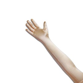 Tapp C. Classic Adult Size 22" Long Opera Length Satin Gloves - Champagne