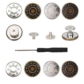 8 Sets Replacement Jean Buttons for Jeans,No Sew Removable Metal Button for Jeans,20mm Button Repair Kit with Screwdriver,Packed in Plastic Storage Box.Fit for Any Cowboy Clothing,Jackets,Pants