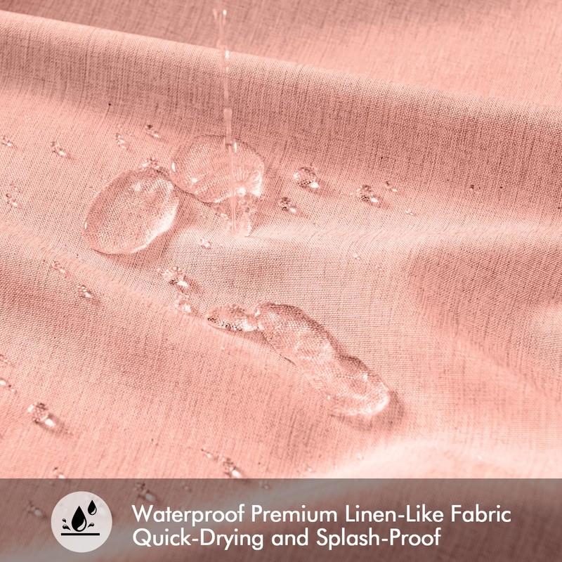 ANRODUO Blush Pink Extra Long Linen Shower Curtain, 84 Inch