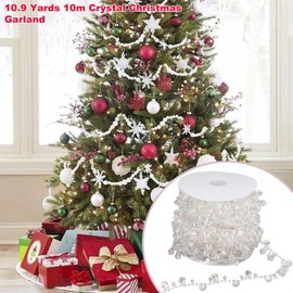10.9 Yards 10m Crystal Christmas Garland,Christmas Tree Decorations,Acrylic Crystal Flower Chain,Sparkling Crystal Garland Beads Crystal Beads Garland Chain Trim for Wedding,Party,Curtain