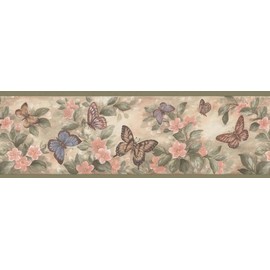 Brewster Home Fashions 137B38634 Kitchen Bath Bed Resource III Butterflies Wall Border, 6-Inch by 180-Inch, Pastels