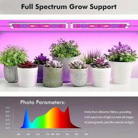 Under Cabinet Grow Light, 616 LEDs Plant Grow Lights for Shelf, with 3/9/12H Timer, 43W Full Spectrum Led Grow Light, 10 Dimmable Levels, for Seedling, Veg, Succulents -4PCS