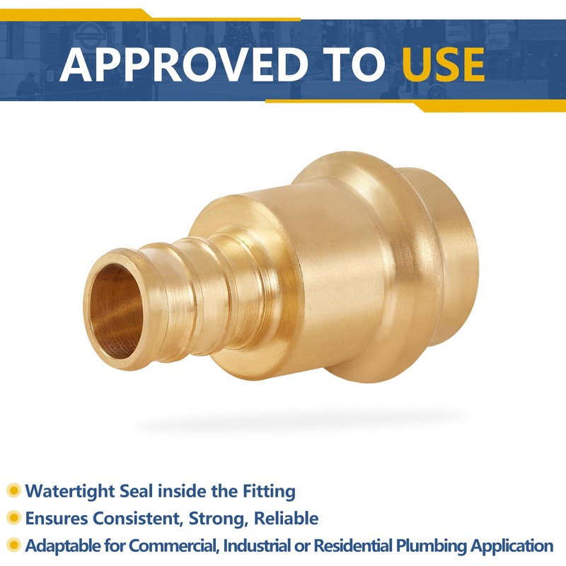 GUOFIS 3/4Inch PEX Copper Press Fittings,3/4" Press X 3/4" PEX