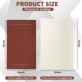 LECEHIVO 2 Pcs Leather Desk Pad Protector with Side Rails Mat 30" x 18" Leather Desk Blotter Canvas Packaging,Christmas Gift for Dad Husband for Office and Home Desktop Writing Board (Brown)