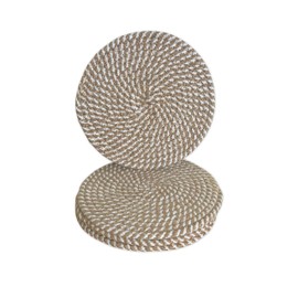 Chardin Home Braided 8 Inch Trivets Ivory and Jute-Set of 4, Rustic Boho, Absorbent, Heat Resistant Pot Holder for hot Pans, Dishes, Suitable for Table top, Sustainable Jute Ropes & Recycled Cotton