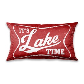 DOFQZ Retro Red Lake Pillow Covers 12x20 Double-Sided, Lake House Cabin Cottage Decor, Nautical Laketime Decorative Lumbar Pillow Covers for Home Bedroom Living Room