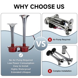 FARBIN Car Horns 12V Loud Train Horn for Car Electric Truck Horn Dual Horns Chrome for Motorcycle Truck Pickup SUV Boat