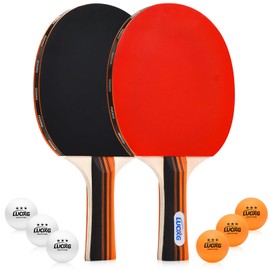 LUOXG Ping Pong Paddles, Ping Pong Paddles Set of 2, Includes Paddles and Balls, Table Tennis Rackets Set Suitable for Indoor and Outdoor Games, Family Games