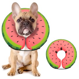 MIDOG Soft Inflatable Dog Cone, Donut E-Collar Alternative for After Surgery, Prevents Licking, Allowing Normal Eating & Vision, Comfortable Recovery Collar for Small Medium Large Dogs & Cats, Red-M