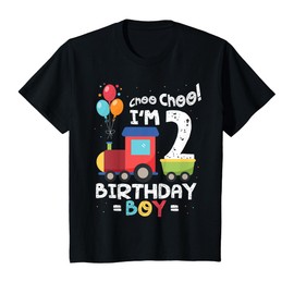 Kids Cool Choo I'm 2 Years Old Birthday Boy Cute Train Lover T-Shirt