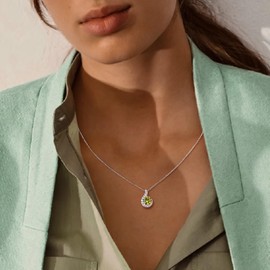 AGRULE Cute Teardrop Necklace Sterling Silver Waterdrop Pendant Created August Birthstone Necklaces Minimalist Jewelry Peridot Necklace for Women 18"