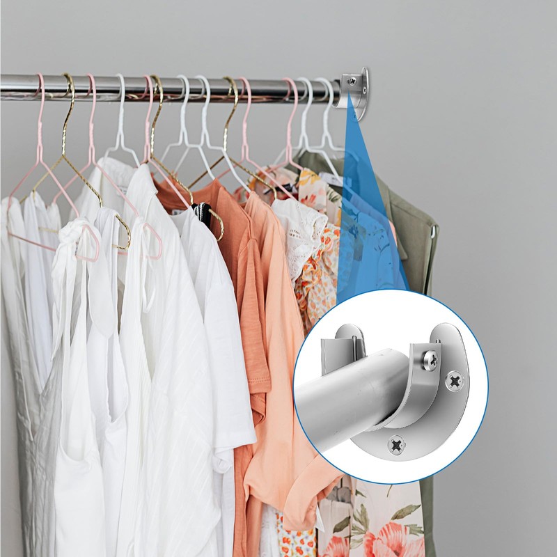 24 Pack Stainless Steel Closet Rod Brackets, U-Shaped Heavy Duty