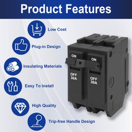 THQL2130 30 Amp 2-Pole Circuit Breaker, 10kAIC, 120/240V, Compatible with GE Thick & Q-Line Series Load Centers, Thermal Magnetic Protection, Plug-in Mount Standard,Fit for General Electric