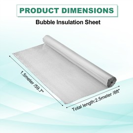 PATIKIL 59.1IN x 8FT Reflective Bubble Insulation Sheet Double Side Aluminum Foil Bubble Shield Thermal Radiant Barrier for Windows, RV, Roof, Garage Door