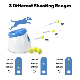 Pet Prime Automatic Dog Ball Thrower Launcher for Small and Medium Dogs, Interative Dog Fetch Machine with 3 Tennis Balls (2'') for Indoor/Outdoor Throwing Game Launch Distance 10-30ft