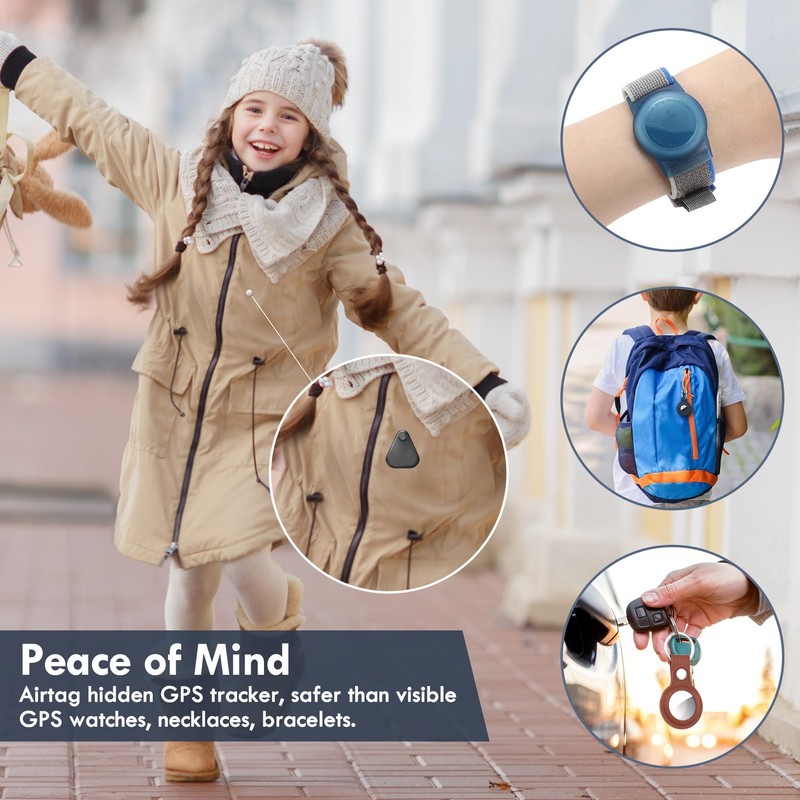 Airtag Holder for Kids Hidden 4 Pack Upgraded GPS Tracker