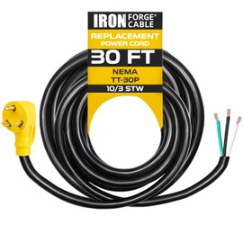 Iron Forge Cable 30 Amp RV Replacement Cord 30 ft - 10/3 RV Extension Cord 30 Foot NEMA TT-30P to Open End 3 Wire - Heavy Duty 10 Gauge STW RV Cord