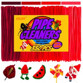 Juego de 350 piezas de limpiadores de tuberías rojos a granel. Juego de tallos de chenilla gruesos, suaves, esponjosos, 4 colores rojos para manualidades, regalos para niños, juguetes