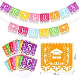 Mexican Fiesta Graduation Banner, Fiesta Theme Garland Grad Cap Congrats Grad Welcome Banner for College High School Senior Taco Party Decoration, Mexico Graduate Party Banner for Class of 2024
