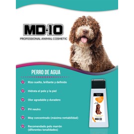 MD10 Dog Shampoo Against Odour - Dog Shampoo Brown Hair - Dog Shampoo Against Itching - Dog Shampoo Fur Care Spanish Water Dog - Dog Shampoo Sensitive Vegan and Biodegradable 750 ml
