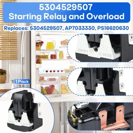 5304529507 Refrigerator Start Relay & Overload Protector Compatible with Frigidaire FFTR1814WB1, FFTR1820VB0 FFTR1814WW1 Models - Replaces AP7033330 PS16620630, Ensures Stable Startup & Overcurrent