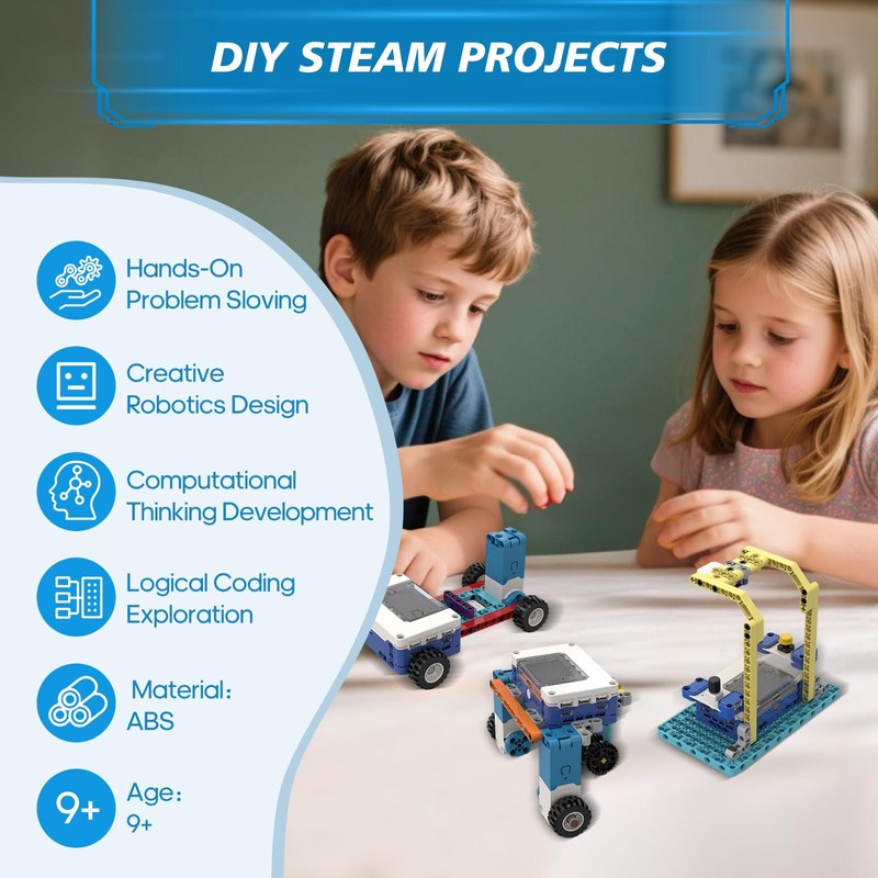 ICreateRobot Coding Robot Kit, 10-in-1 BBC Micro:bit Robotics Invertor Kit,