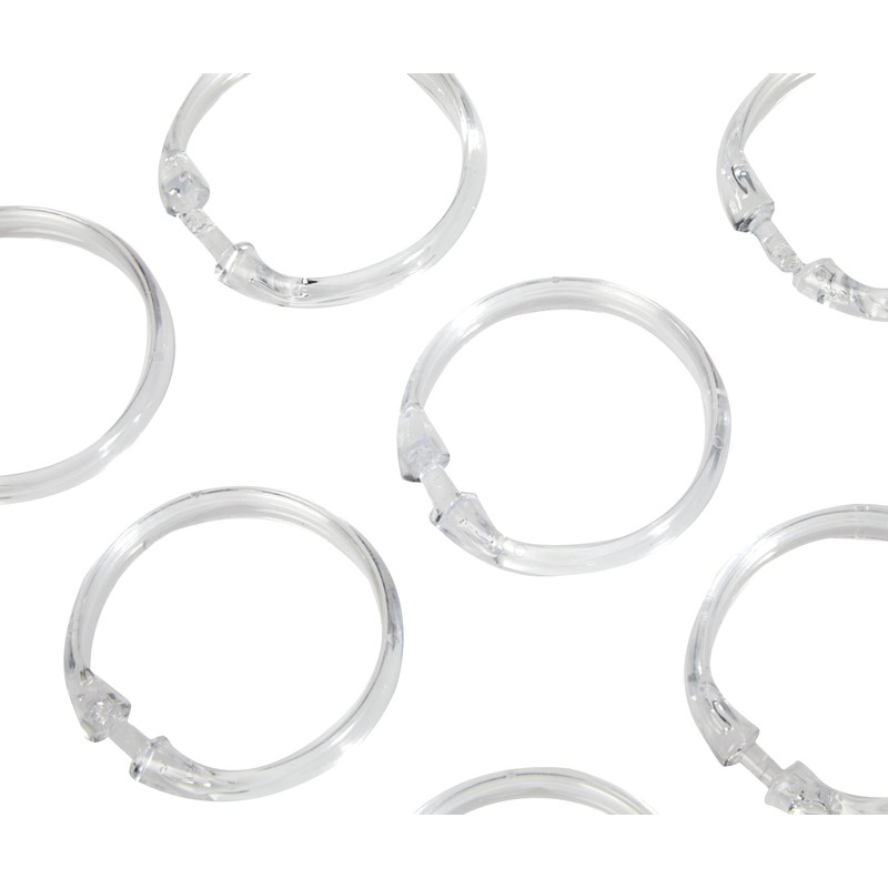 WENKO Shower Curtain Rings Large Transparent Set of 12 Transparent