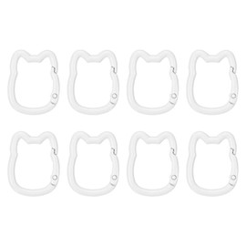 PATIKIL 8pcs Cute Cat Shape Spring Snap Hook Keychain Clip Bag Purse Strap Keychain Jewelry DIY Camping Accessories Small Key Ring Holder White