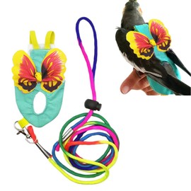 Anelekor Pet Bird Diaper Harness Adjustable Parrot Harness and Leash Set Cockatiel Flight Suit with 60 Inch Leash Bow Tie Bird Flying Clothes for Conures Cockatoos Cockatiel Pigeon (Yellow, Small)