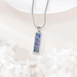 URONE Tulip Necklace 925 Sterling Silver Tulip Pendant Necklace Purple Tulip Jewellery Gifts for Women