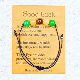 Good Luck Gifts Bracelet for Women New Job Gift for Coworker Friend Moving Going Away Gift for Boss Employee Leaving Job Gifts for Colleagues Good Luck Crystals Bracelets