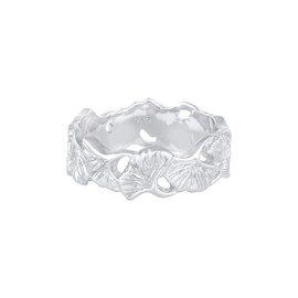 Elli Women's Ring Ginkgo Leaf Tropical Summer Trend in 925 Sterling Silver Gold-Plated, None
