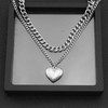 AREUM Necklace, Heart, Double Chain, High Visibility, Stainless Steel, Stackable,