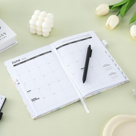 2026 Planner Weekly & Monthly – A5 Size 8.5" x 5.8", PU Leather Hardcover Planner 2026 with Twin-Wire Binding, Thick Paper, 2026 Small Planner Calendar for Home, Office, School-Flower