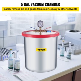 VEVOR 5 Gallon Vacuum Chamber Stainless Steel Vacuum Degassing Chamber, 160F Acrylic Lid Kit Vacuum Chamber, Vacuum Degassing Chamber Kit